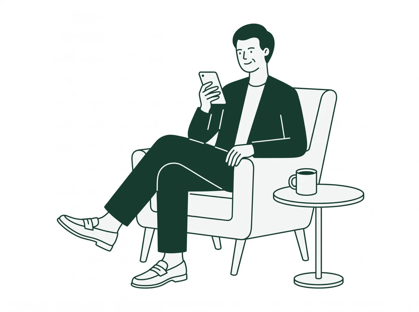 An executive reading a message on a phone