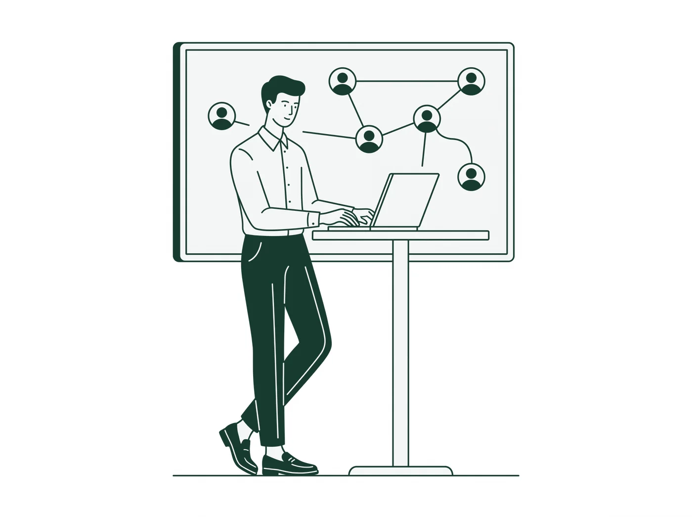Someone working with a map of people and connections